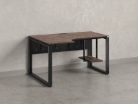 Стол угловой, экран металл, О-опора, левый 1600x700/900x750, RM056-16x7-9 Дуб Апрельский шоколад/Черный