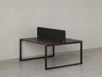 Бенч-система, 2 рабочих места, с одним тканевым экраном 1400x1600x750 RM169-1-14x16 Дуб Апрельский шоколад/Черный