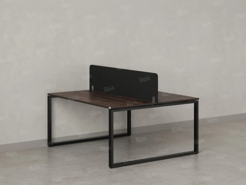 Бенч-система, 2 рабочих места, с одним тканевым экраном 1400x1600x750 RM169-1-14x16 Дуб Апрельский шоколад/Черный