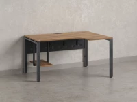 Стол угловой, экран металл, П-опора, правый 1400x800/1000x750, RM058-14x8-10 Дуб Юстус/Серый