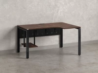 Стол угловой, экран металл, П-опора, правый 1800x700/900x750, RM058-18x7-9 Дуб Апрельский шоколад/Черный