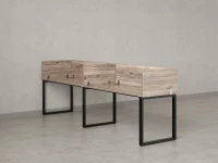 Бенч-система в 1 ряд, 2 рабочих места 5 ЛДСП экранов 2000x600x750 RM168-2-20x6 Дуб Маувелла/Черный