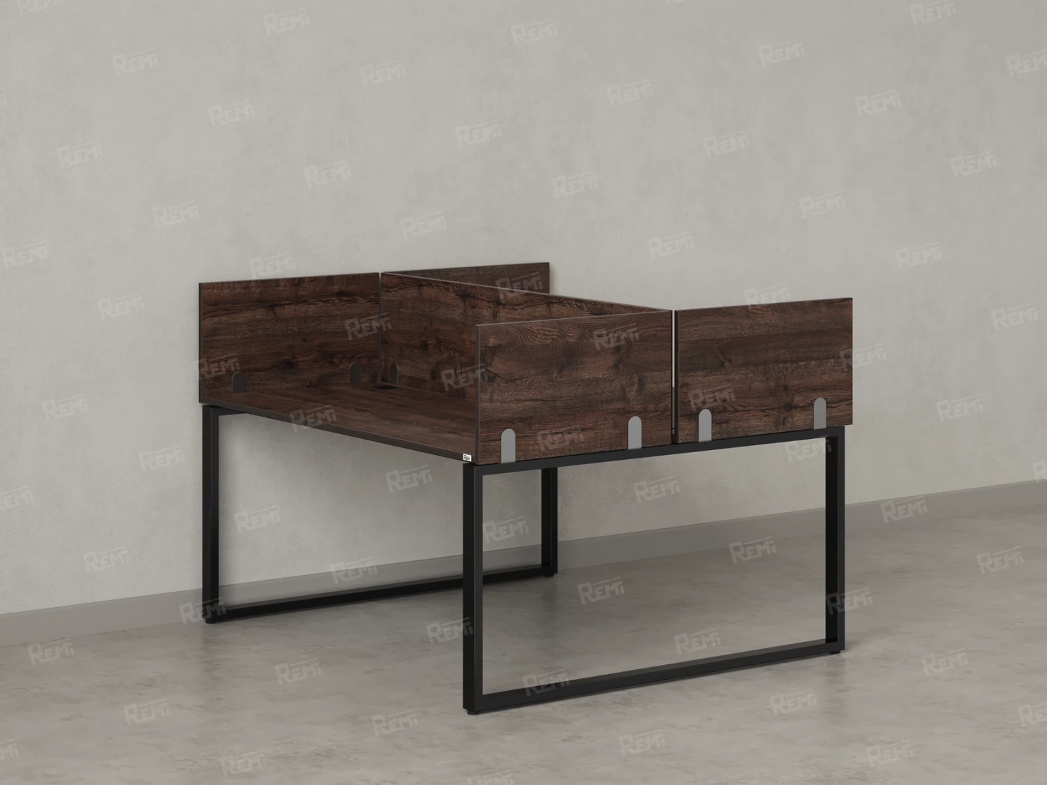 Бенч-система, 2 рабочих места, 5 ЛДСП экранов 1200x1200x750 RM169-4-12x12 Дуб Апрельский шоколад/Черный