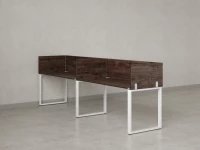 Бенч-система в 1 ряд, 2 рабочих места 5 ЛДСП экранов 2700x700x750 RM168-2-27x7 Дуб Апрельский шоколад/Белый