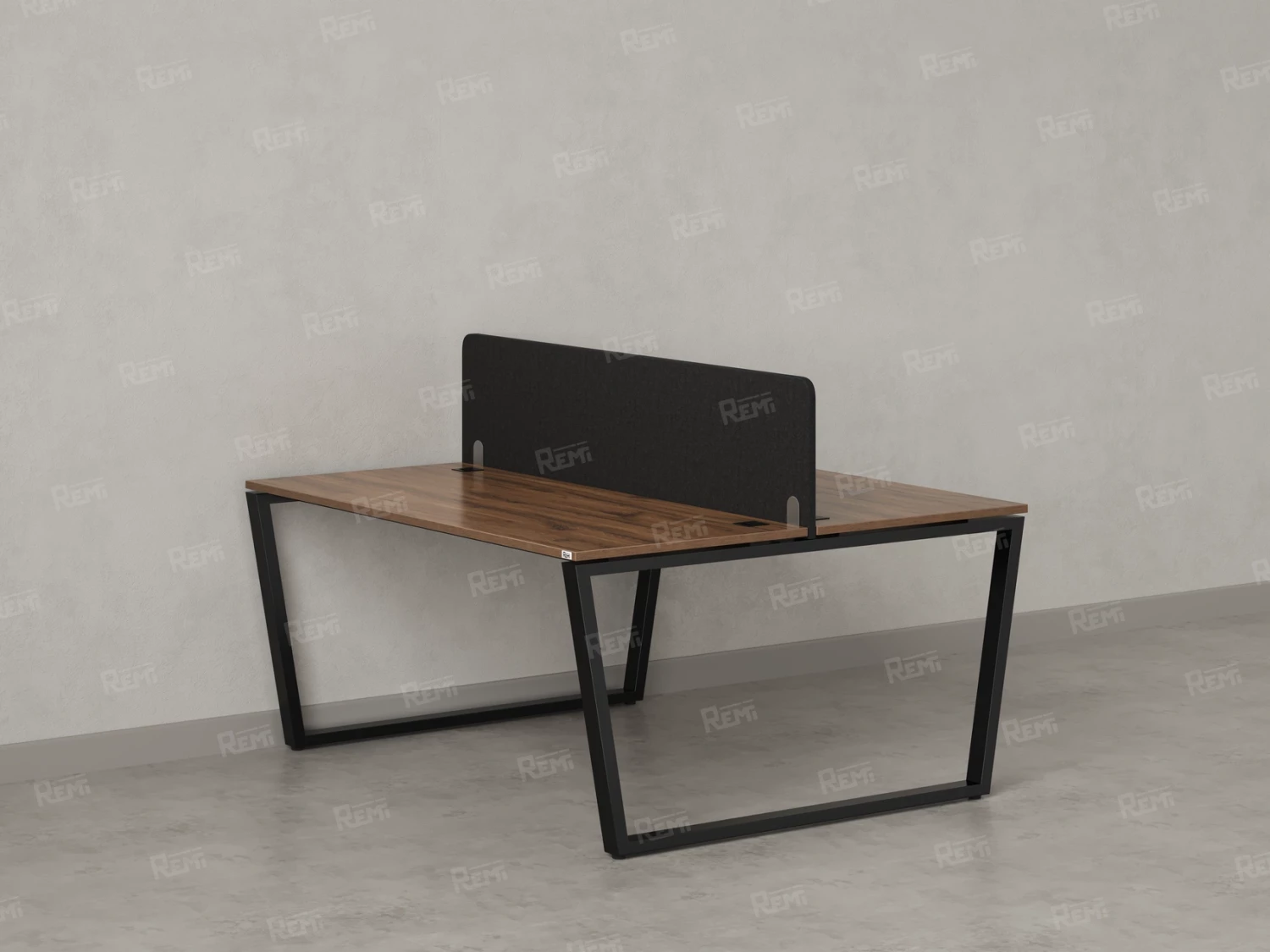 Бенч-система, 2 рабочих места, с одним тканевым экраном 1000x1400x750 RM172-1-10x14 Дуб Юстус/Черный