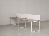 Бенч-система в 1 ряд, 2 рабочих места 2 тканевых экранов 2400x800x750 RM168-3-24x8 Дуб Юстус/Белый