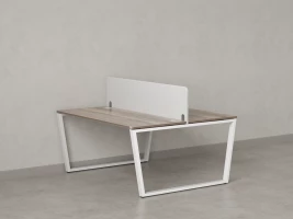 Бенч-система, 2 рабочих места, с одним тканевым экраном 1400x1600x750 RM172-1-14x16 Дуб Маувелла/Белый