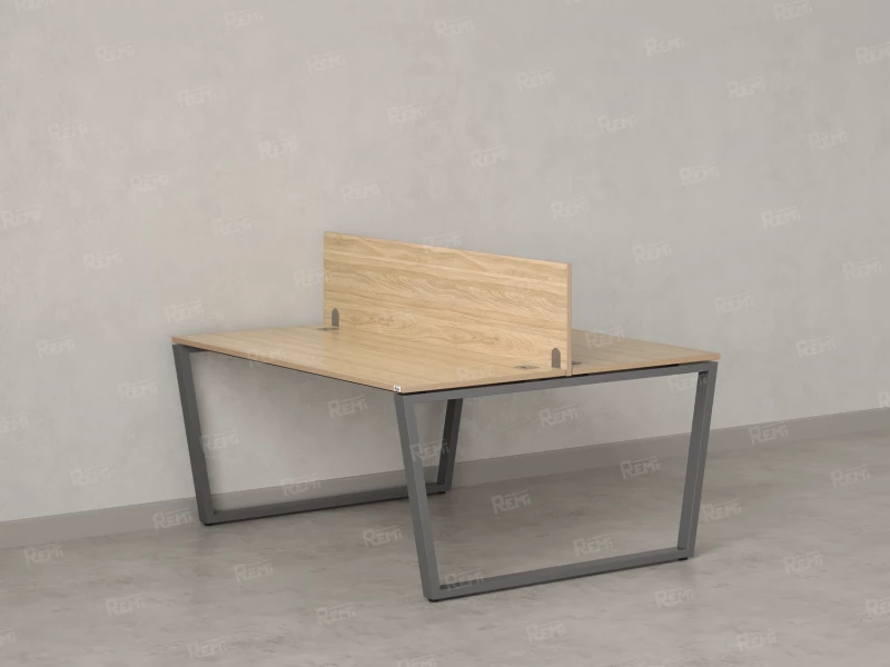 Бенч-система, 2 рабочих места, с одним экраном ЛДСП 1000x1200x750 RM172-2-10x12 Вяз Швейцарский светлый/Серый