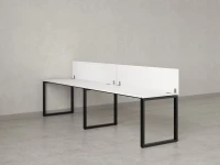 Бенч-система в 1 ряд, 2 рабочих места 2 ЛДСП экранов 2400x700x750 RM168-4-24x7 Белый/Черный