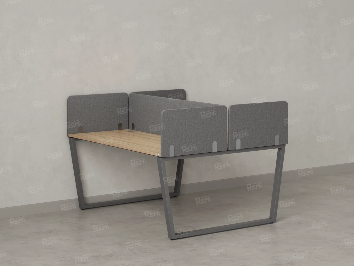 Бенч-система, 2 рабочих места, 5 тканевых экранов 1200x1600x750 RM172-3-12x16 Вяз Швейцарский светлый/Серый