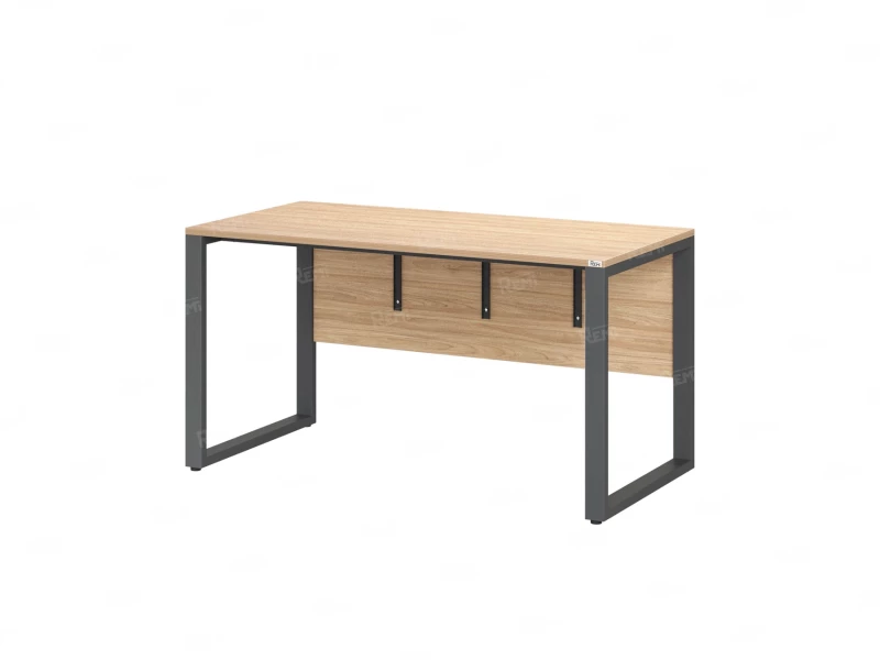 Стол прямой на О-образных опорах, экран ЛДСП 1000x700x750 RM006-10x7 Вяз Швейцарский светлый/Серый