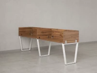Бенч-система в 1 ряд, 2 рабочих места 5 ЛДСП экранов 2000x600x750 RM174-2-20x6 Дуб Юстус/Белый