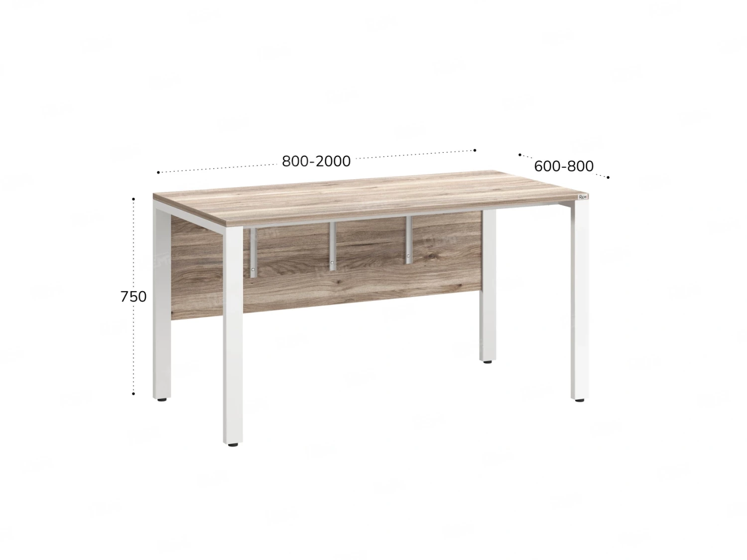 Стол прямой на П-образных опорах, экран ЛДСП 1800x600x750 RM005-18x6 Дуб Маувелла/Белый