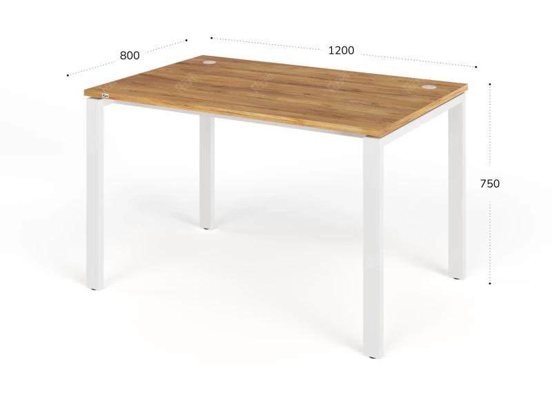 Стол прямой на металлокаркасе 1200x800x750 RTD062 Таксония медовая/Белый