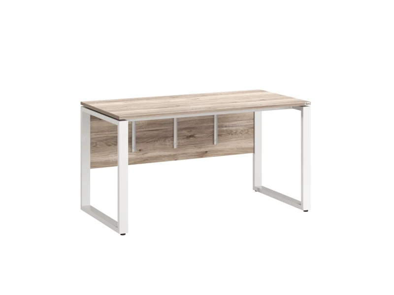 Стол прямой, О-опоры, экран ЛДСП,парящая стол-ца 1600x700x750 RM008-16x7 Дуб Маувелла/Белый