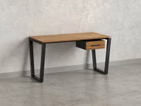 Стол прямой с подвесной тумбой, U-опора 2000x600x750 RM034-20x6 Дуб Юстус/Черный