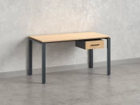 Стол прямой с подвесной тумбой, П-опора 2000x800x750 RM038-20x8 Вяз Швейцарский светлый/Серый