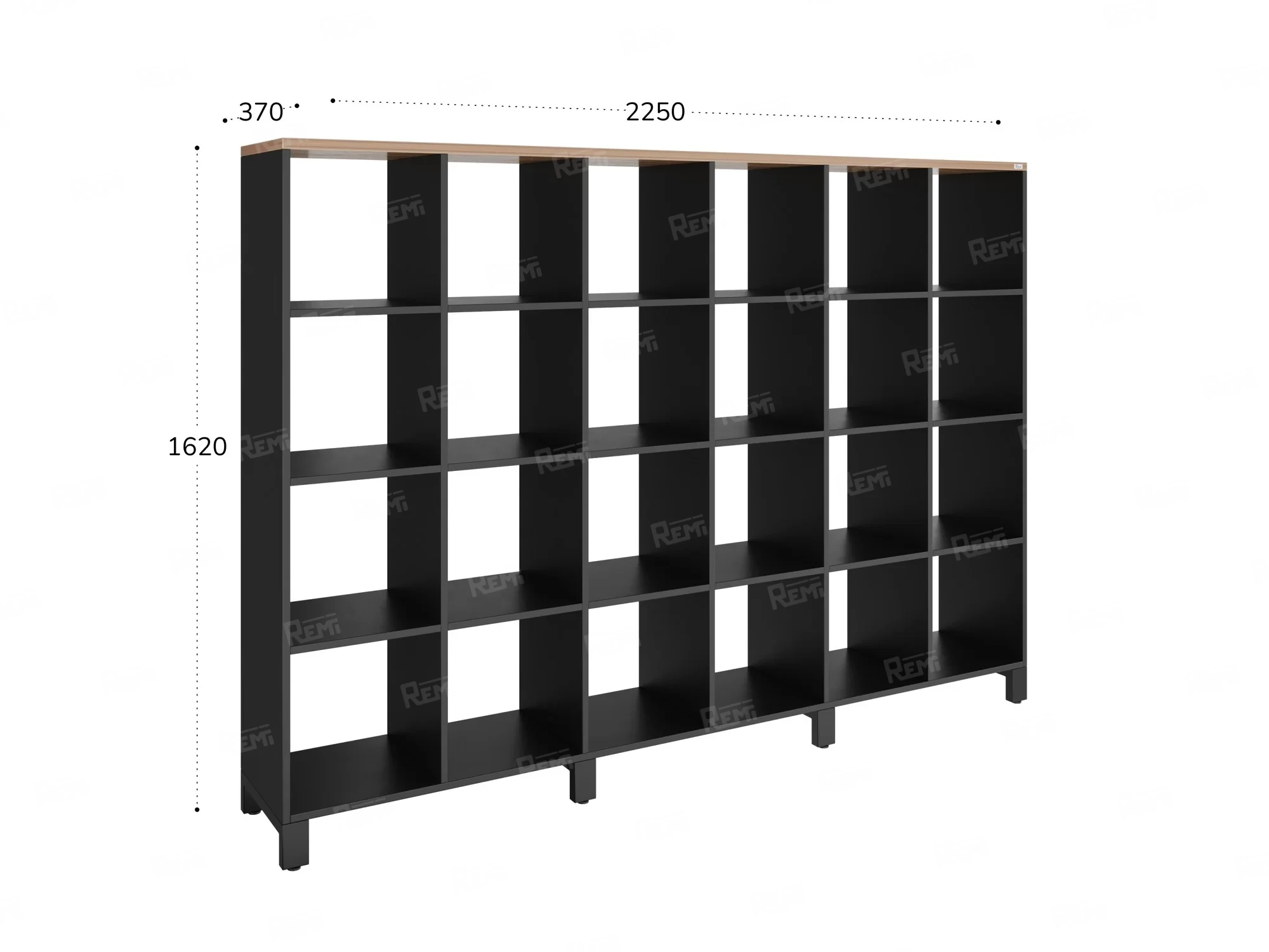 Стеллаж, 24 ячейки 2250х370х1620 RM141-225x37 Дуб Юстус/Черный