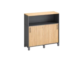 Низкий шкаф-купе, 2 полки с надстройкой 1200x420x1200 RM126-120x42 Вяз Швейцарский светлый/Серый