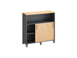 Низкий шкаф-купе, 2 полки с надстройкой 1200x420x1200 RM126-120x42 Вяз Швейцарский светлый/Серый