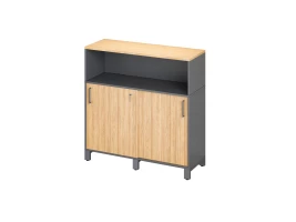 Низкий шкаф-купе, 2 полки с надстройкой 1200x420x1200 RM126-120x42 Вяз Швейцарский светлый/Серый