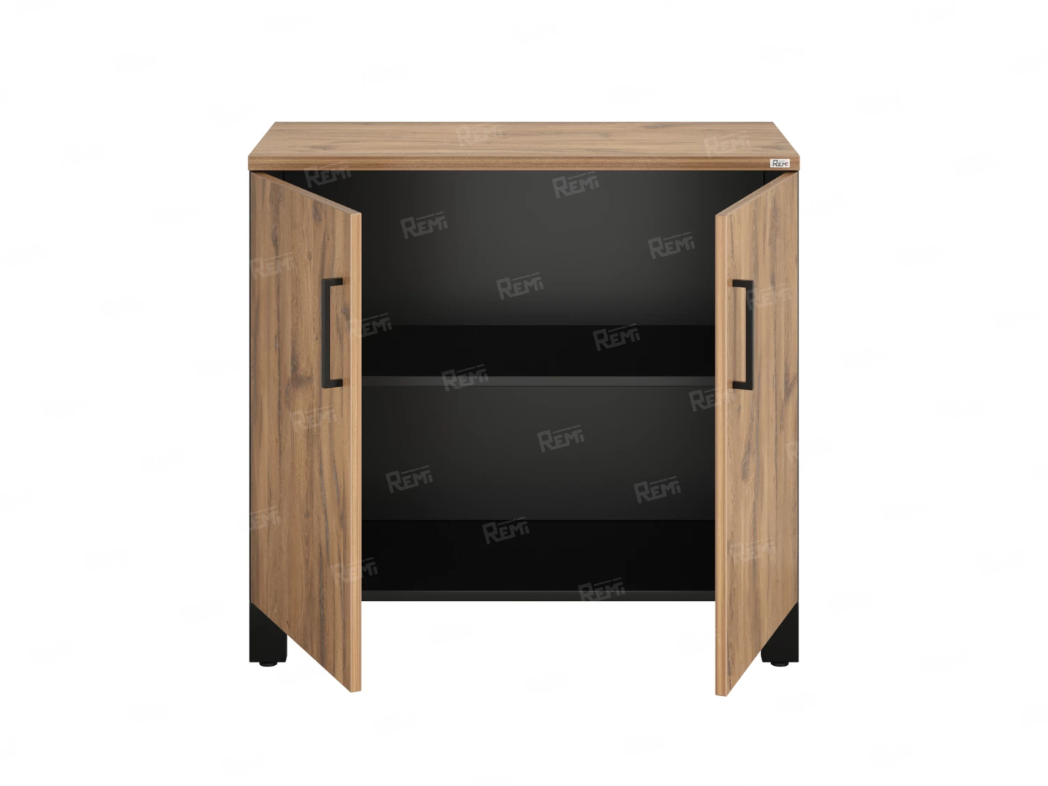 Шкаф низкий распашной, 2 уровня 900x420x850 RM147-90x42 Дуб Юстус/Черный