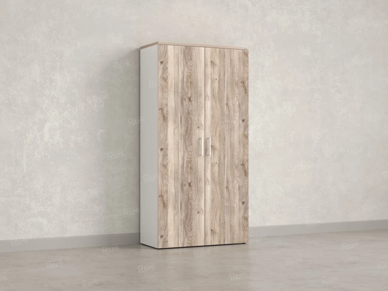 Шкаф распашной, регулируемые опоры, 5 уровней 900x420x1800 RM153-90x41 Дуб Маувелла/Белый