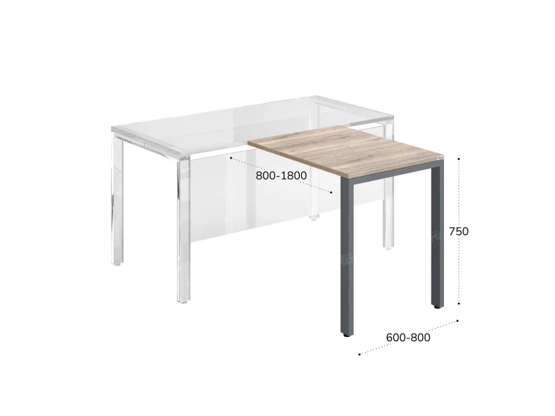 Брифинг прямой, с парящей столешнецей, на О-образном каркасе 1100x600x750 RM072-11x6 Дуб Маувелла/Серый