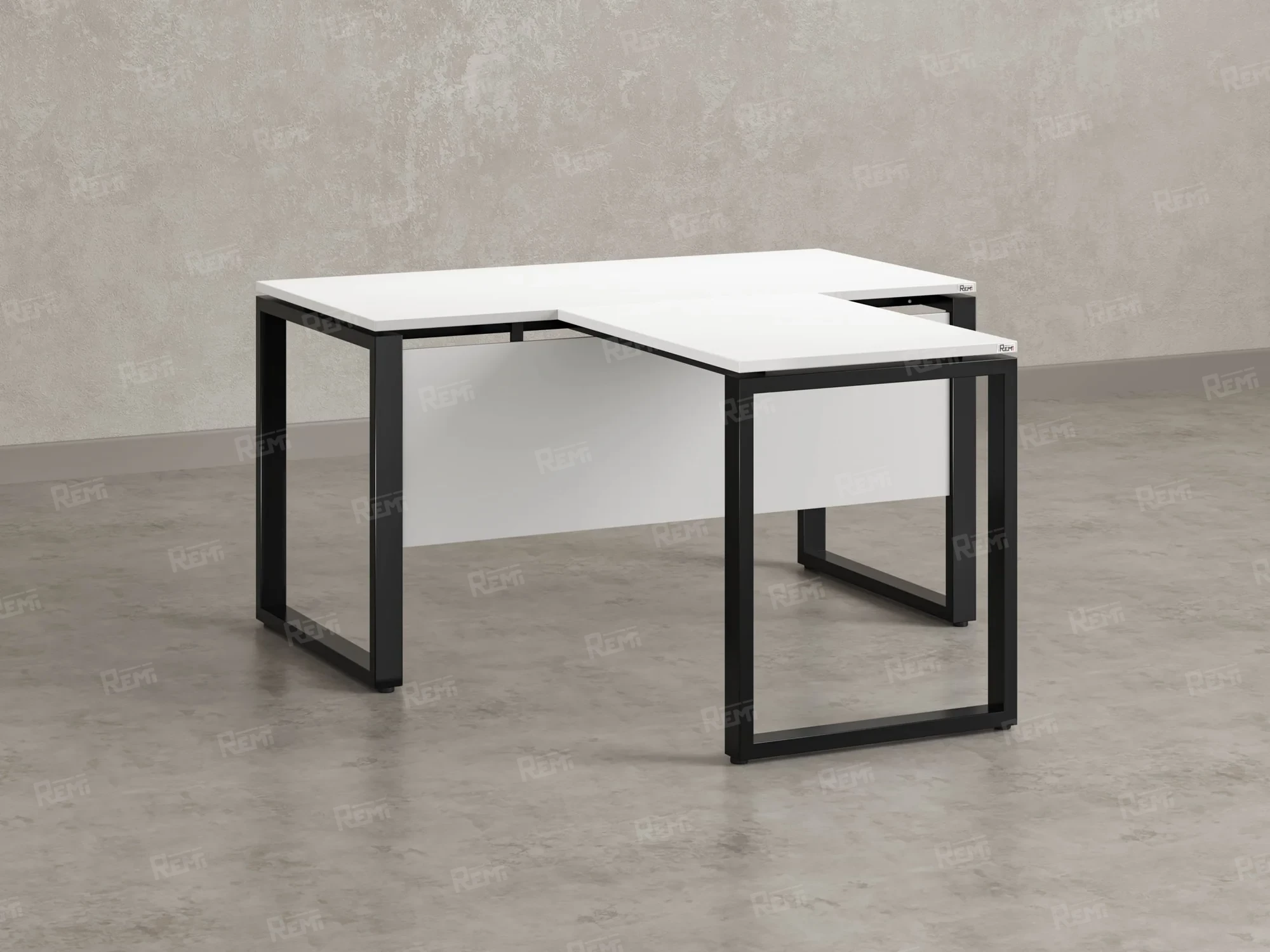 Стол с брифингом с парящей столешницей на О-образных опорах с экраном ЛДСП RM045-18x9 1800x2700x750 Белый/Черный