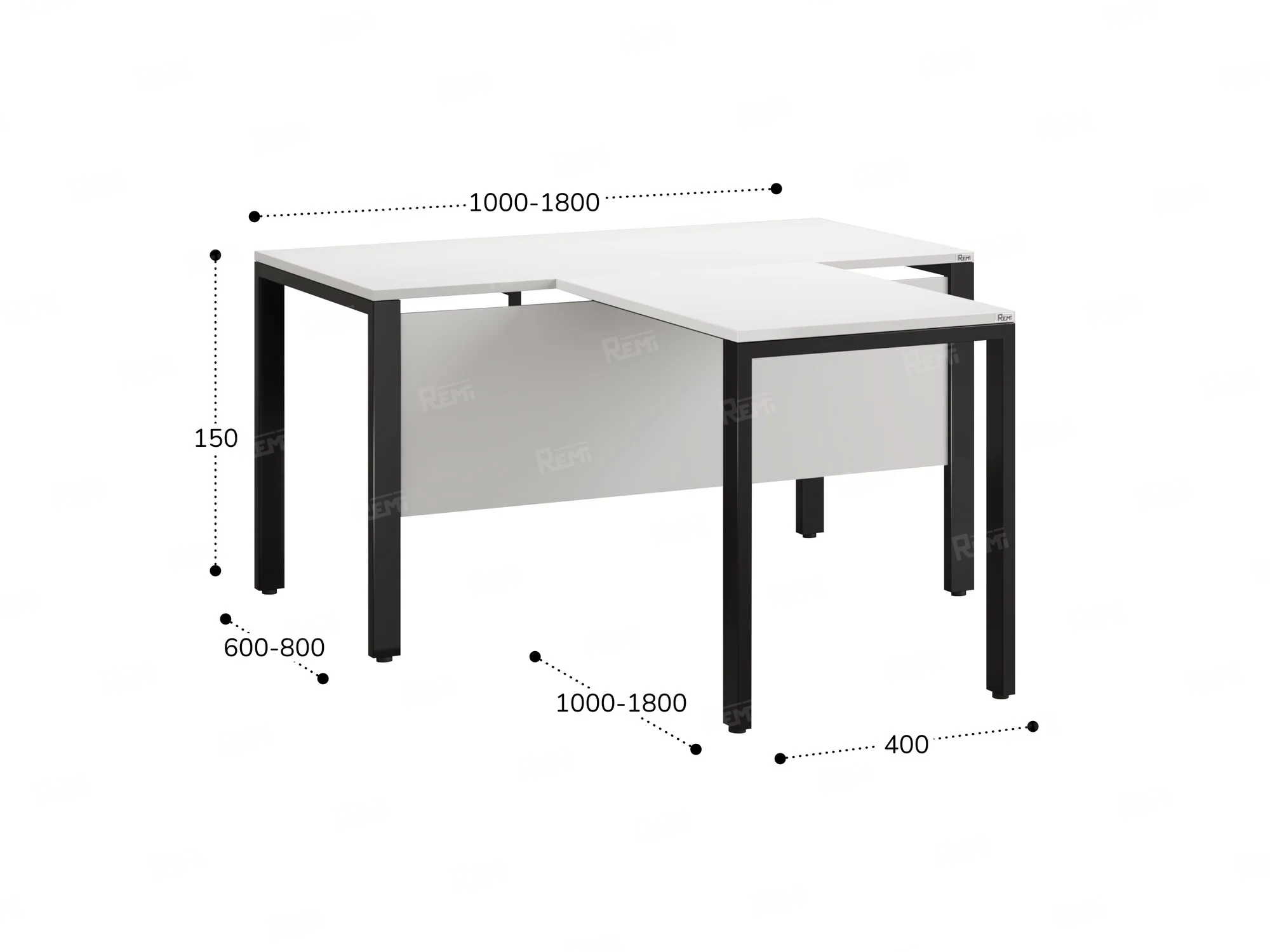 Стол с брифингом на П-образных опорах с экраном ЛДСП RM044-16x6 1600x2200x750 Белый/Черный
