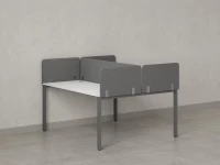 Бенч-система, 2 рабочих места, на П-образных опорах, 5 тканевых экрана 1600x1200x750 RM165-3-16x12 Белый/Серый