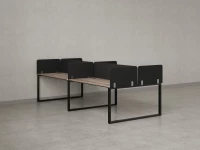 Бенч-система, 4 рабочих места, на О-образных опорах, 8 тканевых экранов 3200x1400x750 RM170-1-16x14 Дуб Маувелла/Черный