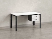 Стол прямой с подвесной тумбой 2 ящика, П-опора 1800x800x750 RM039-18x8 Белый/Черный