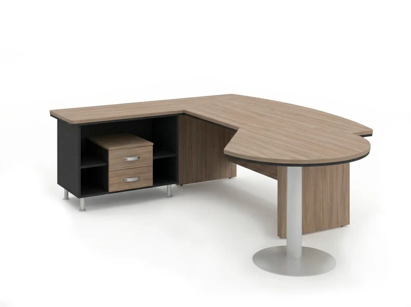 BRL RB072-235x200L Стол рук-ля L угловой с брифингом и тумбой 2 ящика 2350х2000х760 Шорвуд/Черный