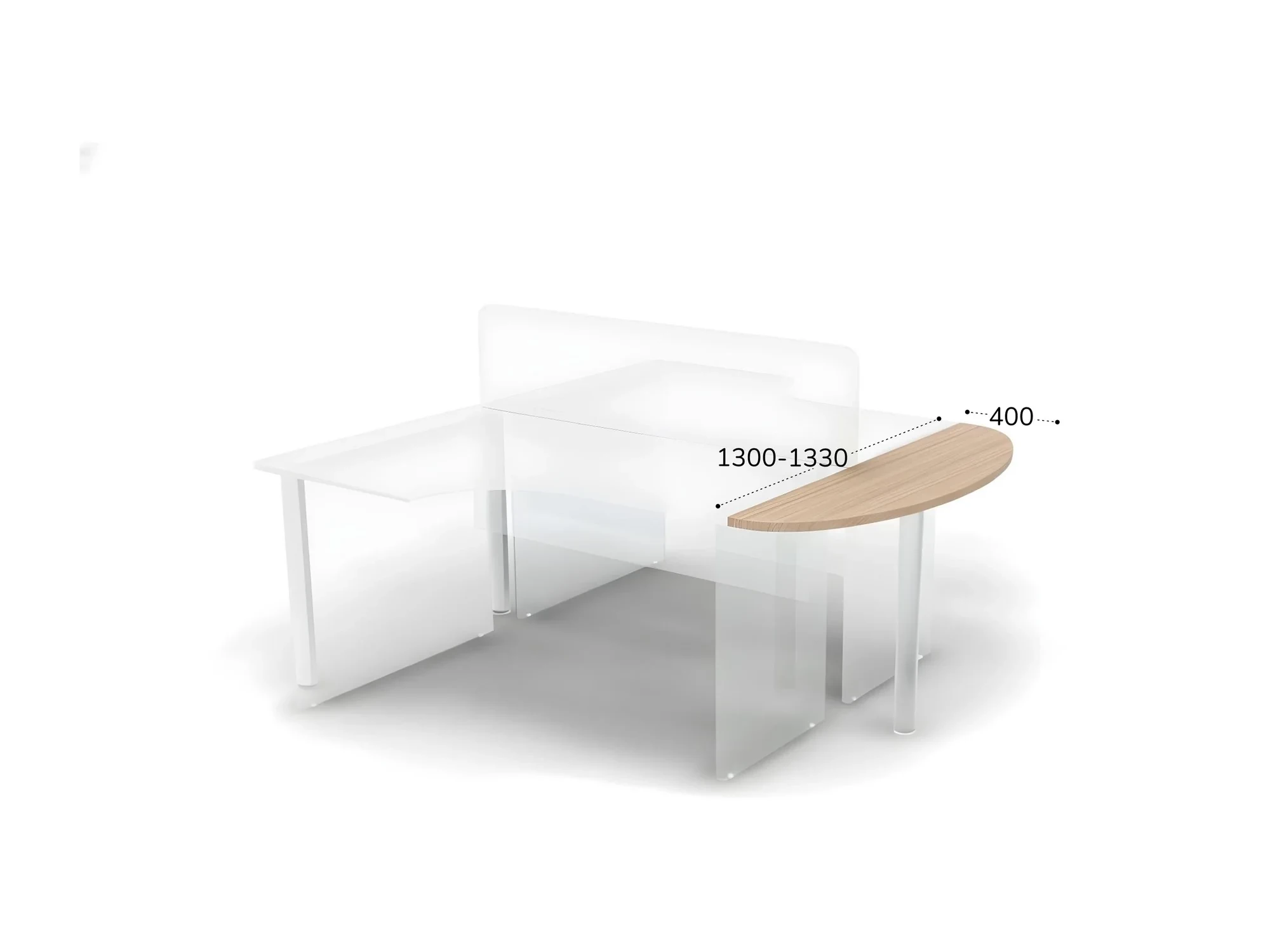 BRL RB026-130х40 Приставной элемент для 2 столов с перегородкой (без опоры) 1300х400х28 Дрифтвуд