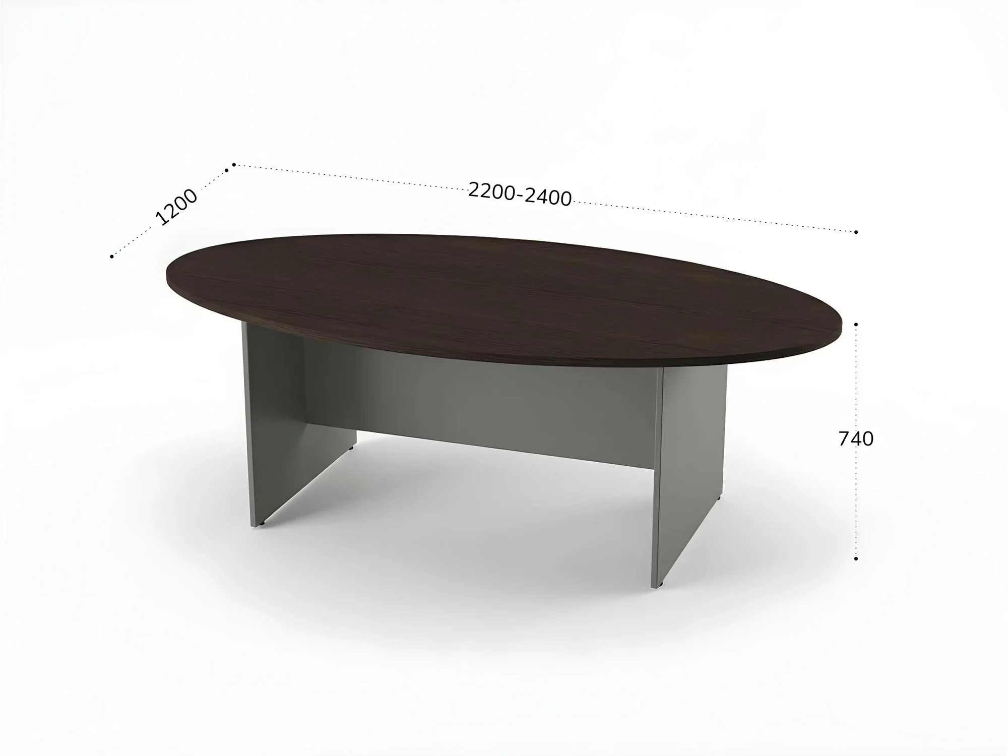 BRL RB007-220х120 Конференц-стол овальный 2200х1200х740 Венге/Серый вулкан-кий