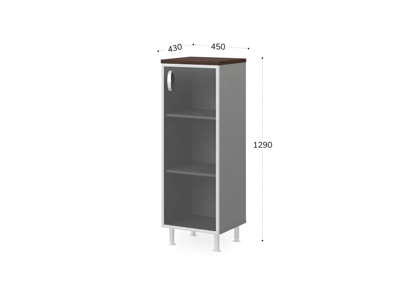 BRL RB050-45х43R Стеллаж закрытый витрина стекло в раме R 450х430х1290 Венге/Серый вулканический