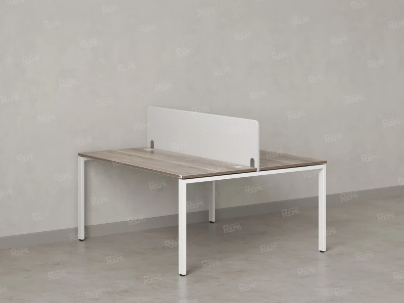 Бенч-система, 2 рабочих места, с одним тканевым экраном 1800x1400x750 RM165-1-18x14 Дуб Маувелла/Белый
