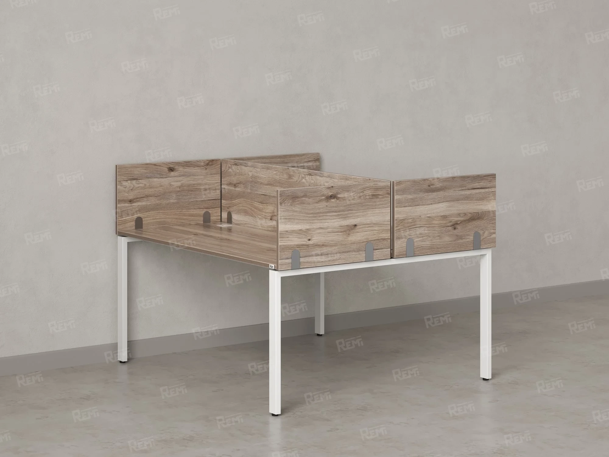 Бенч-система, 2 рабочих места, 5 ЛДСП экранов 1200x1200x750 RM165-4-12x12 Дуб Маувелла/Белый