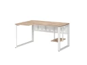 Стол угловой, экран металл, О-опора, левый 1600x700/900x750, RM056-16x7-9 Дуб Маувелла/Белый