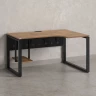 Стол угловой, экран металл, О-опора, правый 1600x800/1000x750, RM057-16x8-10 Дуб Юстус/Черный