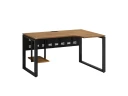 Стол угловой, экран металл, О-опора, правый 1600x800/1000x750, RM057-16x8-10 Дуб Юстус/Черный