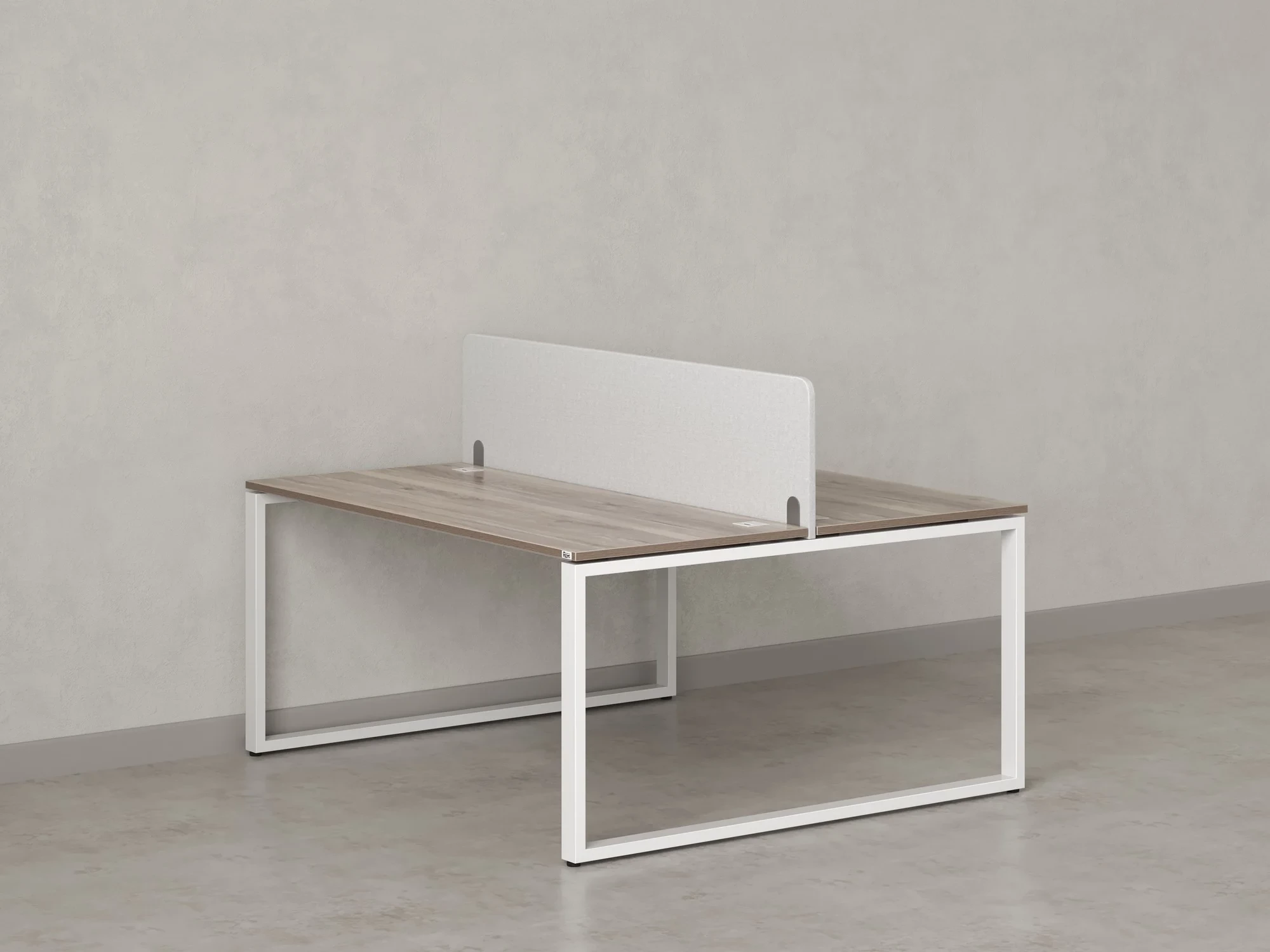 Бенч-система, 2 рабочих места, с одним тканевым экраном 1400x1600x750 RM169-1-14x16 Дуб Маувелла/Белый