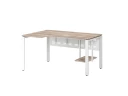 Стол угловой, экран металл, П-опора, левый 1400x700/900x750, RM059-14x7-9 Дуб Маувелла/Белый