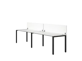 Бенч-система в 1 ряд, 2 рабочих места 2 ЛДСП экранов 2400x700x750 RM167-4-24x7 Белый/Черный