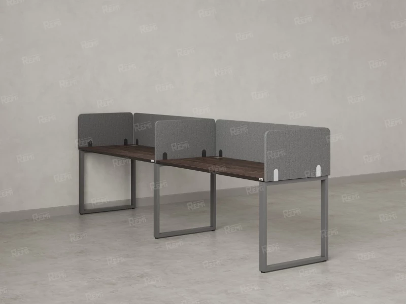 Бенч-система в 1 ряд, 2 рабочих места 5 тканевых экранов 2000x800x750 RM168-1-20x8 Дуб Апрельский шоколад/Серый
