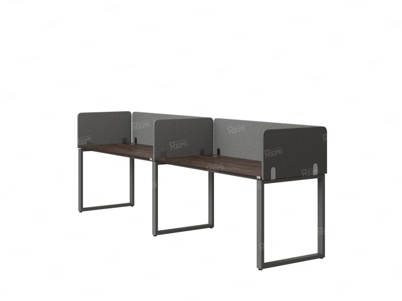 Бенч-система в 1 ряд, 2 рабочих места 5 тканевых экранов 2000x800x750 RM168-1-20x8 Дуб Апрельский шоколад/Серый
