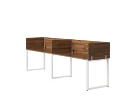 Бенч-система в 1 ряд, 2 рабочих места 5 ЛДСП экранов 2000x600x750 RM168-2-20x6 Дуб Юстус/Белый
