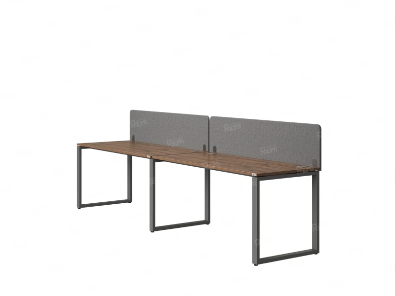 Бенч-система в 1 ряд, 2 рабочих места 2 тканевых экранов 2400x800x750 RM168-3-24x8 Дуб Юстус/Серый