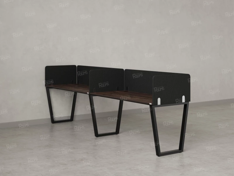 Бенч-система в 1 ряд, 2 рабочих места 5 тканевых экранов 2000x800x750 RM174-1-20x8 Дуб Апрельский шоколад/Черный